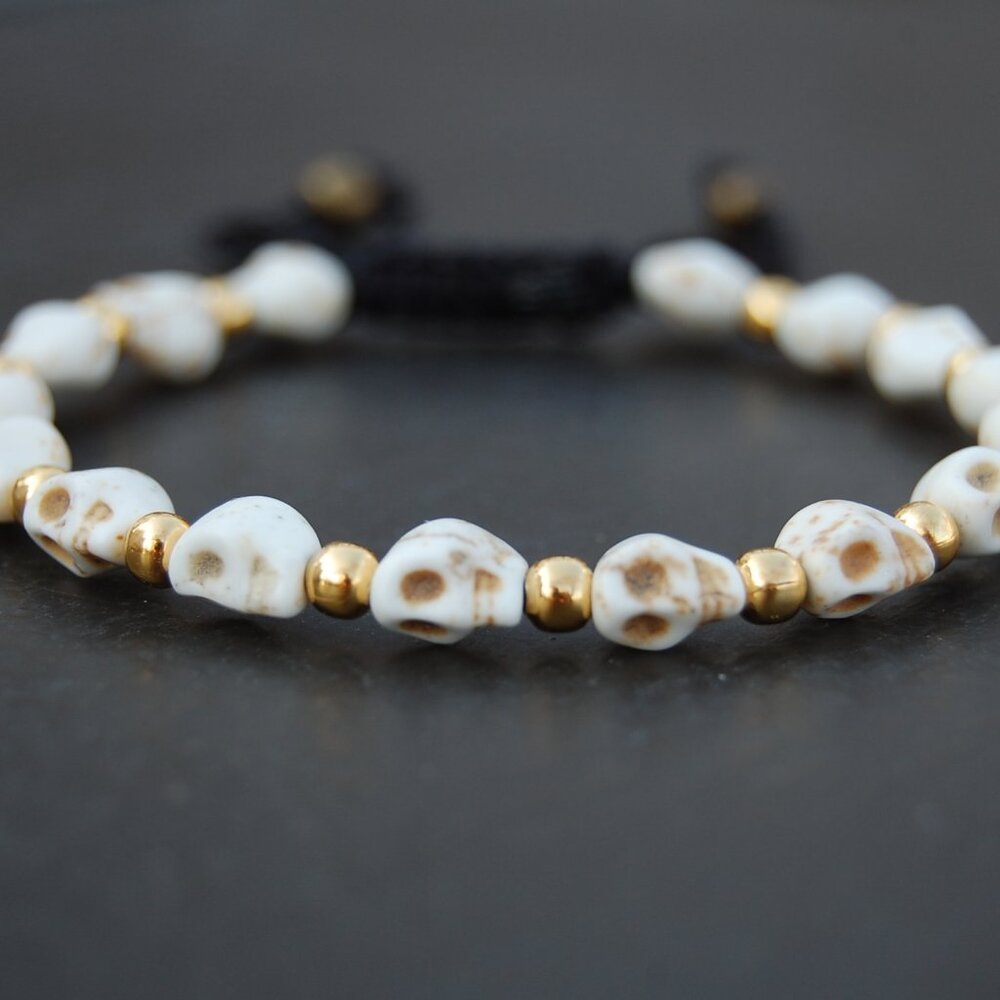 Skull Bracelet,Stone Skull Bracelet,Magnetic Bracelet,Drawstring Bracelet